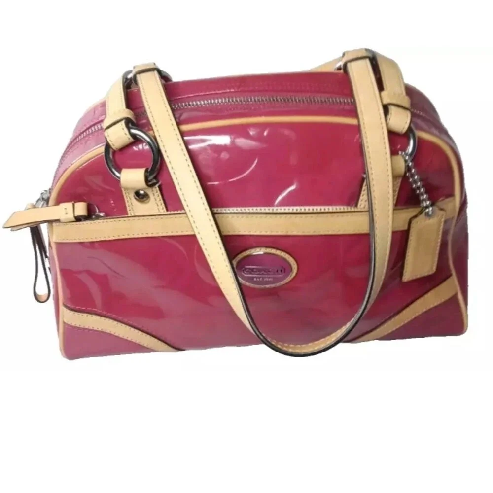 Coach Peyton Embossed Patent Leather Satchel Red Handbag F20065